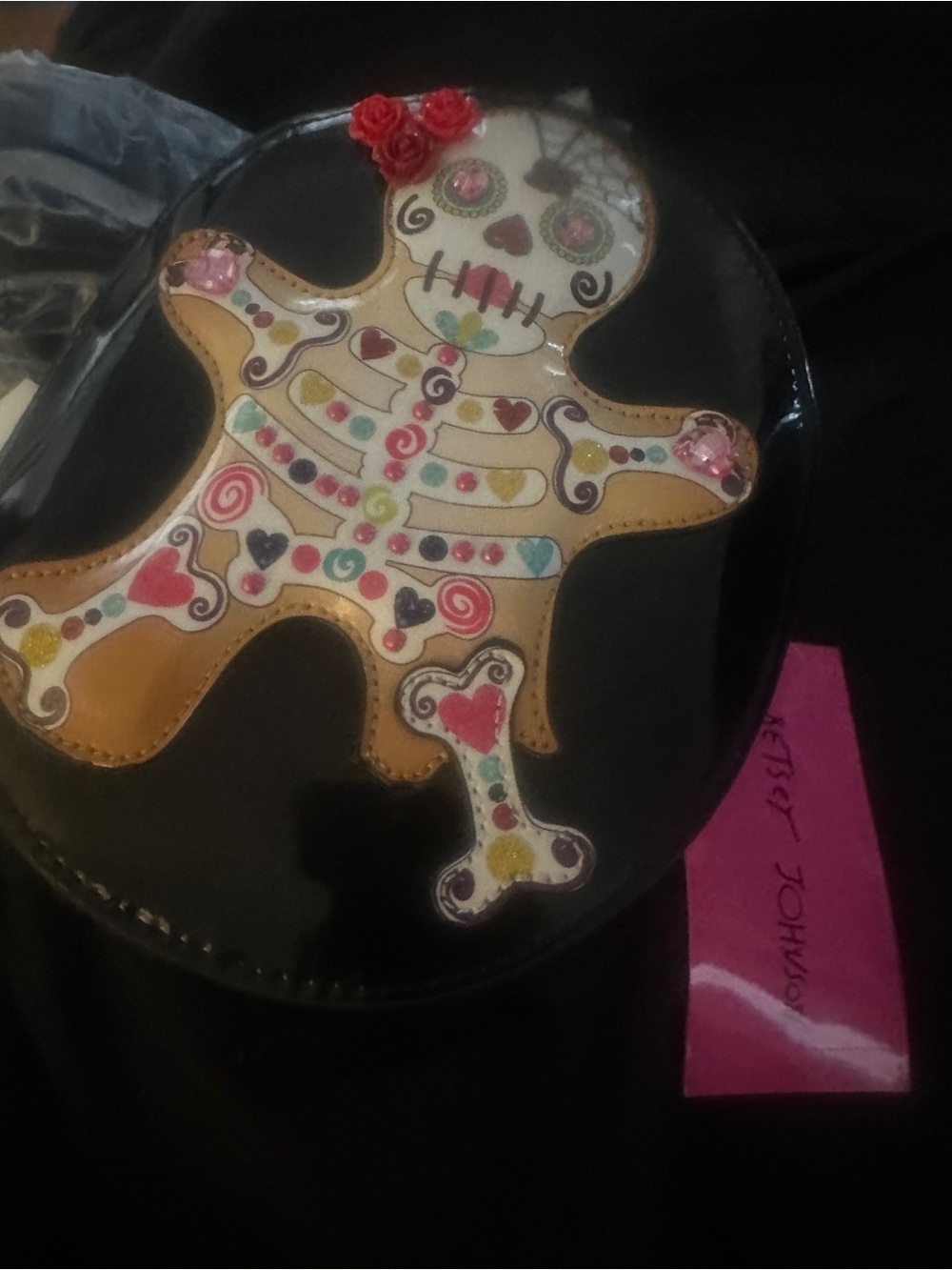 Betsey Johnson Black Day of the Dead Multi Crossbody Bag